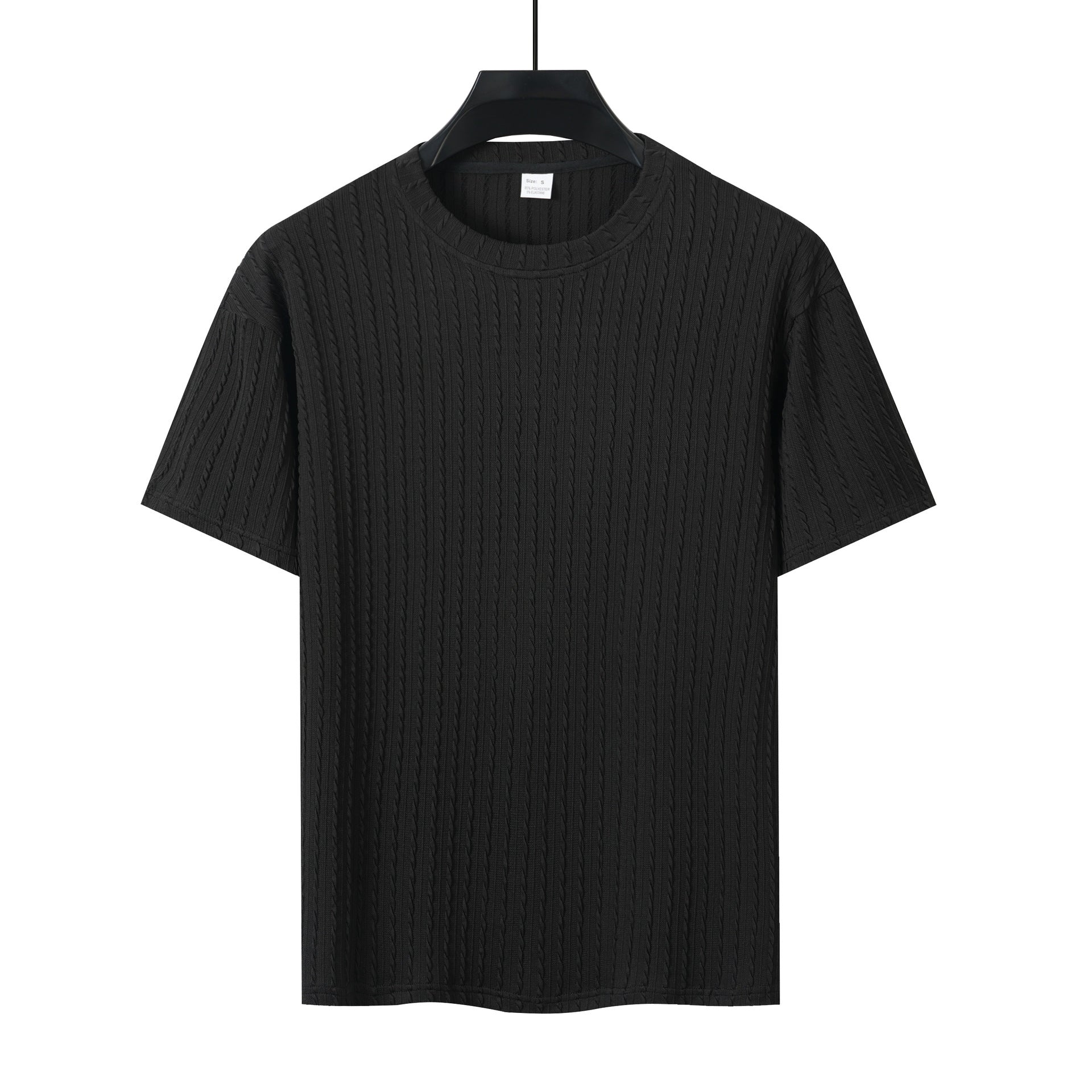 S-3XL Men's Sports Solid Color Round Neck Vertical Print T-Shirt Shorts