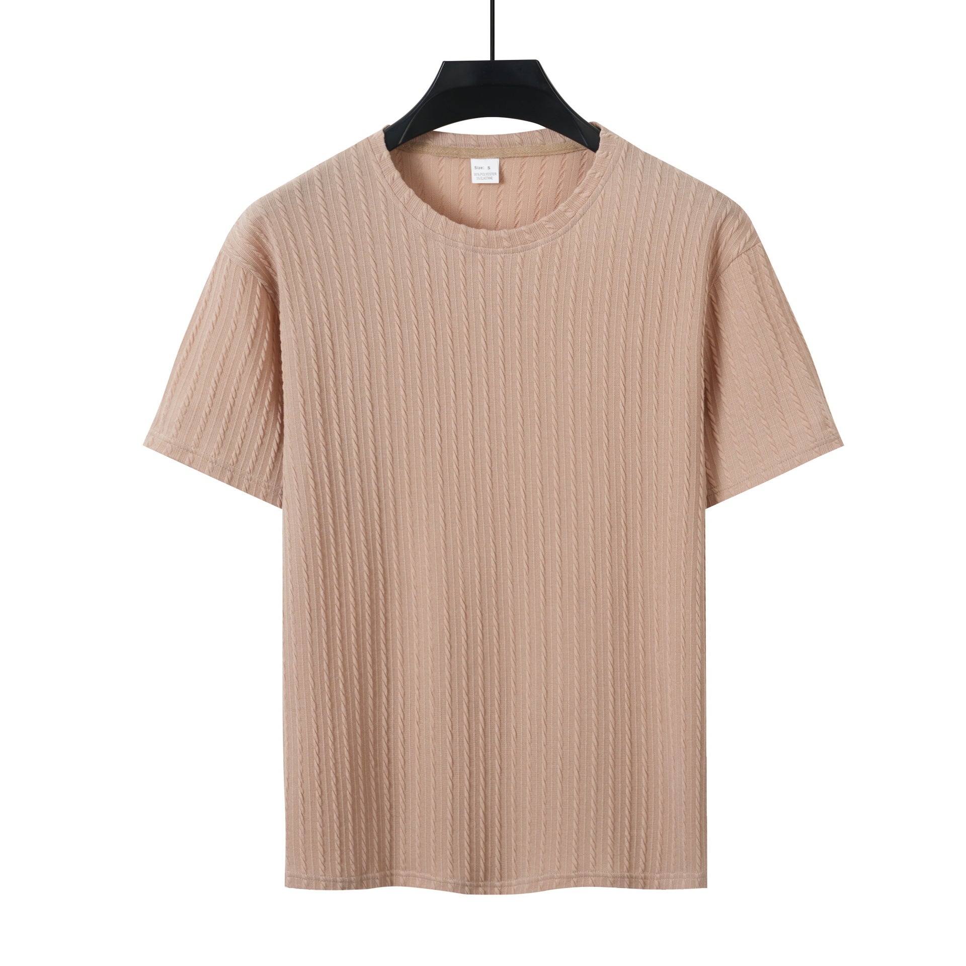 S-3XL Men's Sports Solid Color Round Neck Vertical Print T-Shirt Shorts
