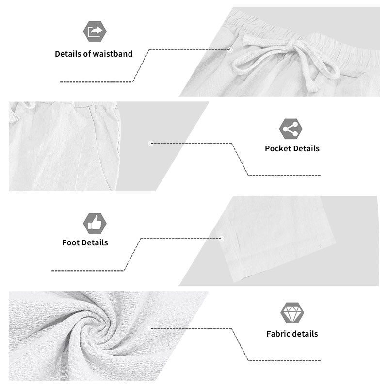 S-3XL Linen Hooded Henley Collar Long Sleeve Trousers Set