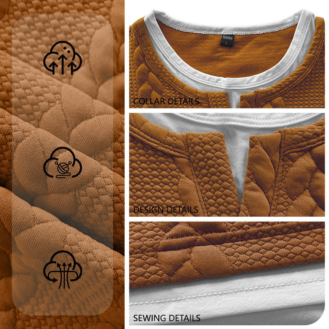 S-3XL Texture Jacquard Fake Two-piece Short-sleeved T-shirt