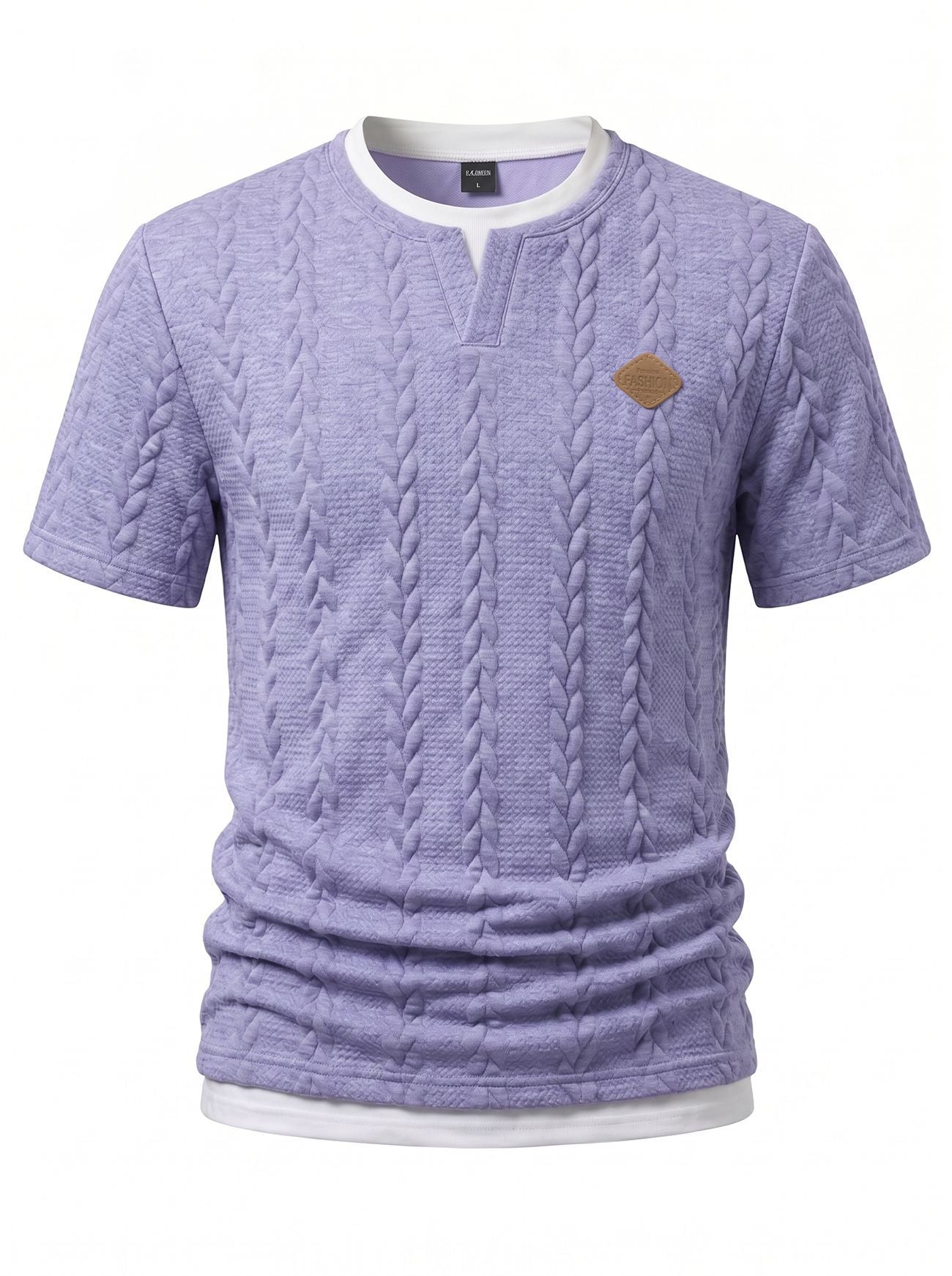 S-3XL Texture Jacquard Fake Two-piece Short-sleeved T-shirt