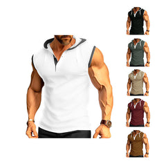 S-3XL Men's Vest Heavy Hooded Sleeveless T-Shirt