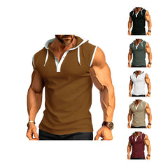 S-3XL Men's Vest Heavy Hooded Sleeveless T-Shirt