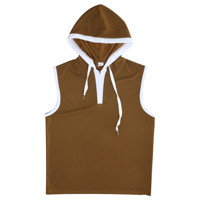 S-3XL Men's Vest Heavy Hooded Sleeveless T-Shirt