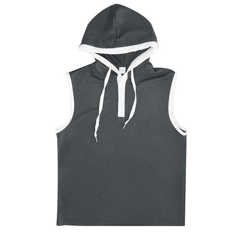 S-3XL Men's Vest Heavy Hooded Sleeveless T-Shirt