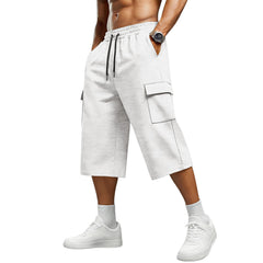 S-3XL Jacquard Drawstring Cropped Pants