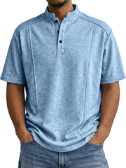 S-5XL Men's Daily Casual Button Deconstruction Design Short Sleeve Henley Shirt
