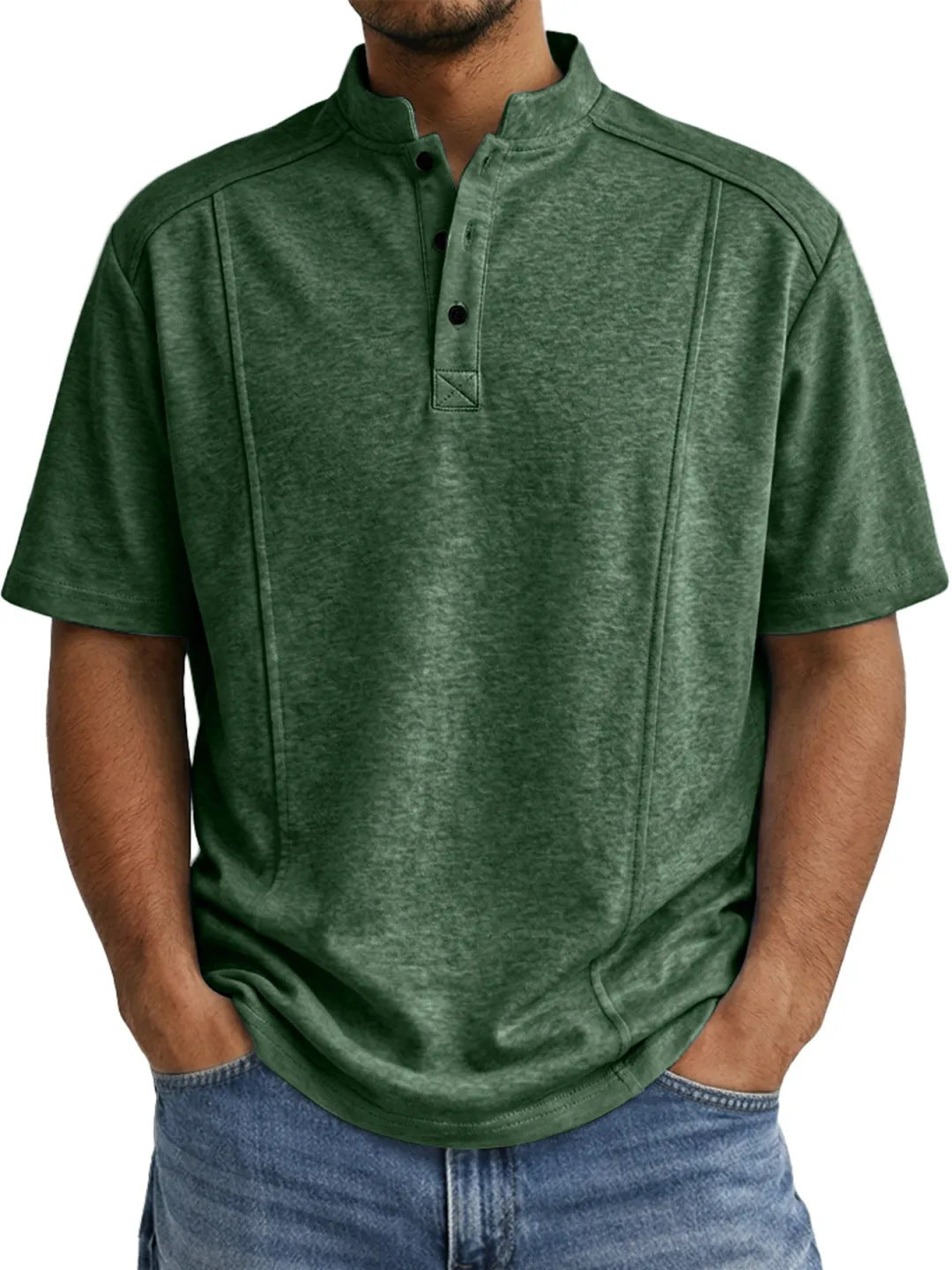 S-5XL Men's Daily Casual Button Deconstruction Design Short Sleeve Henley Shirt