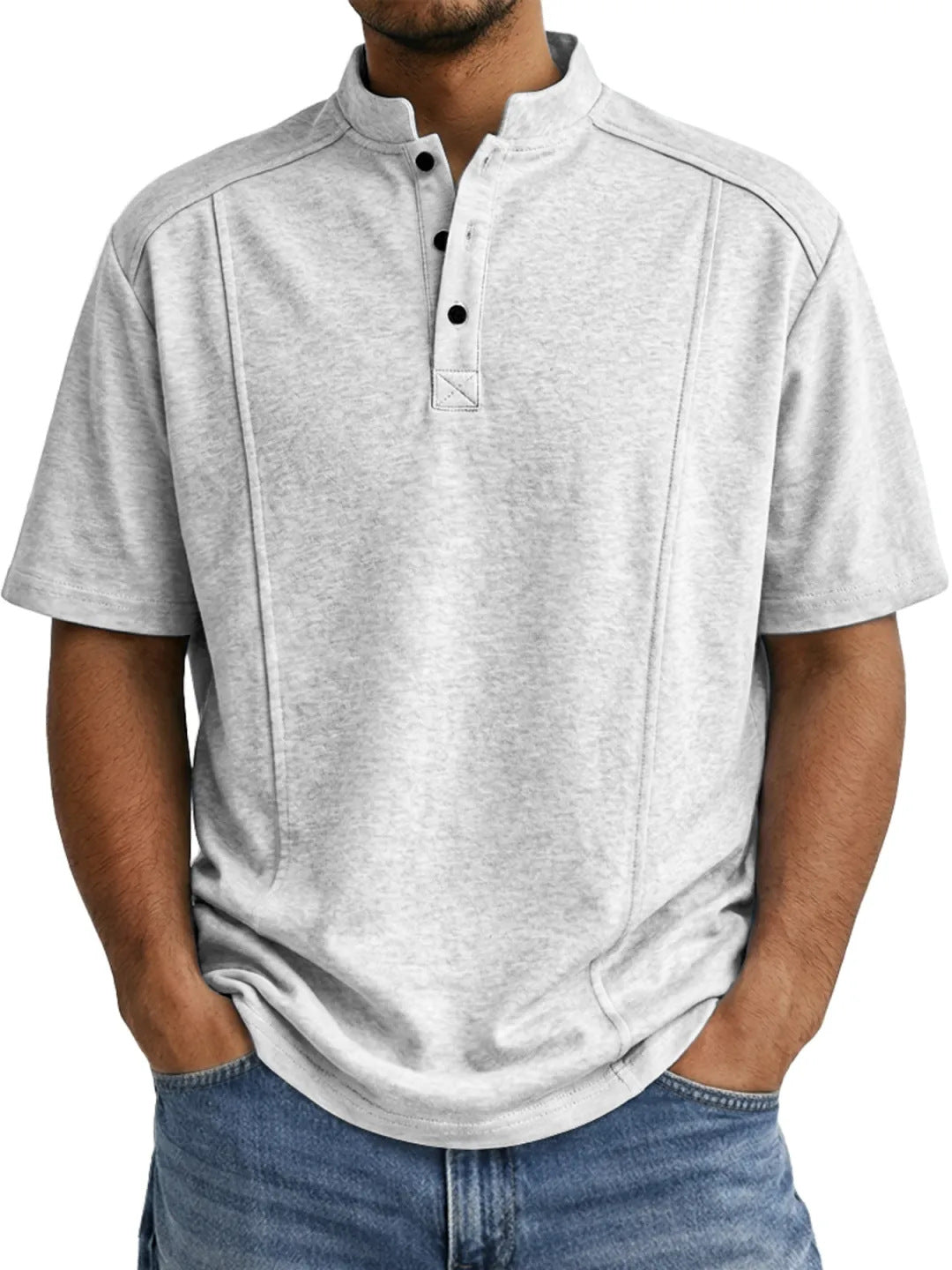 S-5XL Men's Daily Casual Button Deconstruction Design Short Sleeve Henley Shirt