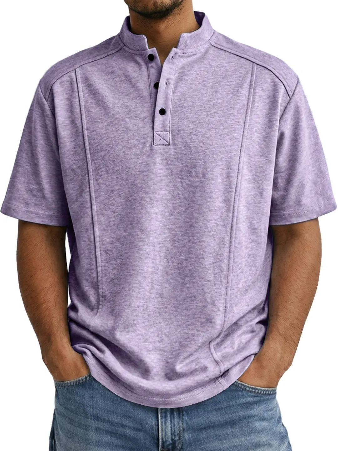 S-5XL Men's Daily Casual Button Deconstruction Design Short Sleeve Henley Shirt