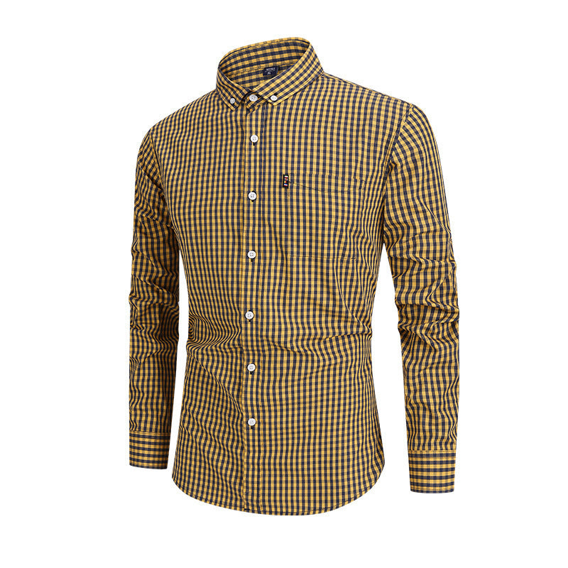 Men's XS-3XL Cotton Plaid Shirt