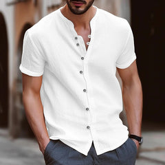 S-3XL Hawaiian Men's Retro Button Cotton Linen Short Sleeve Shirt