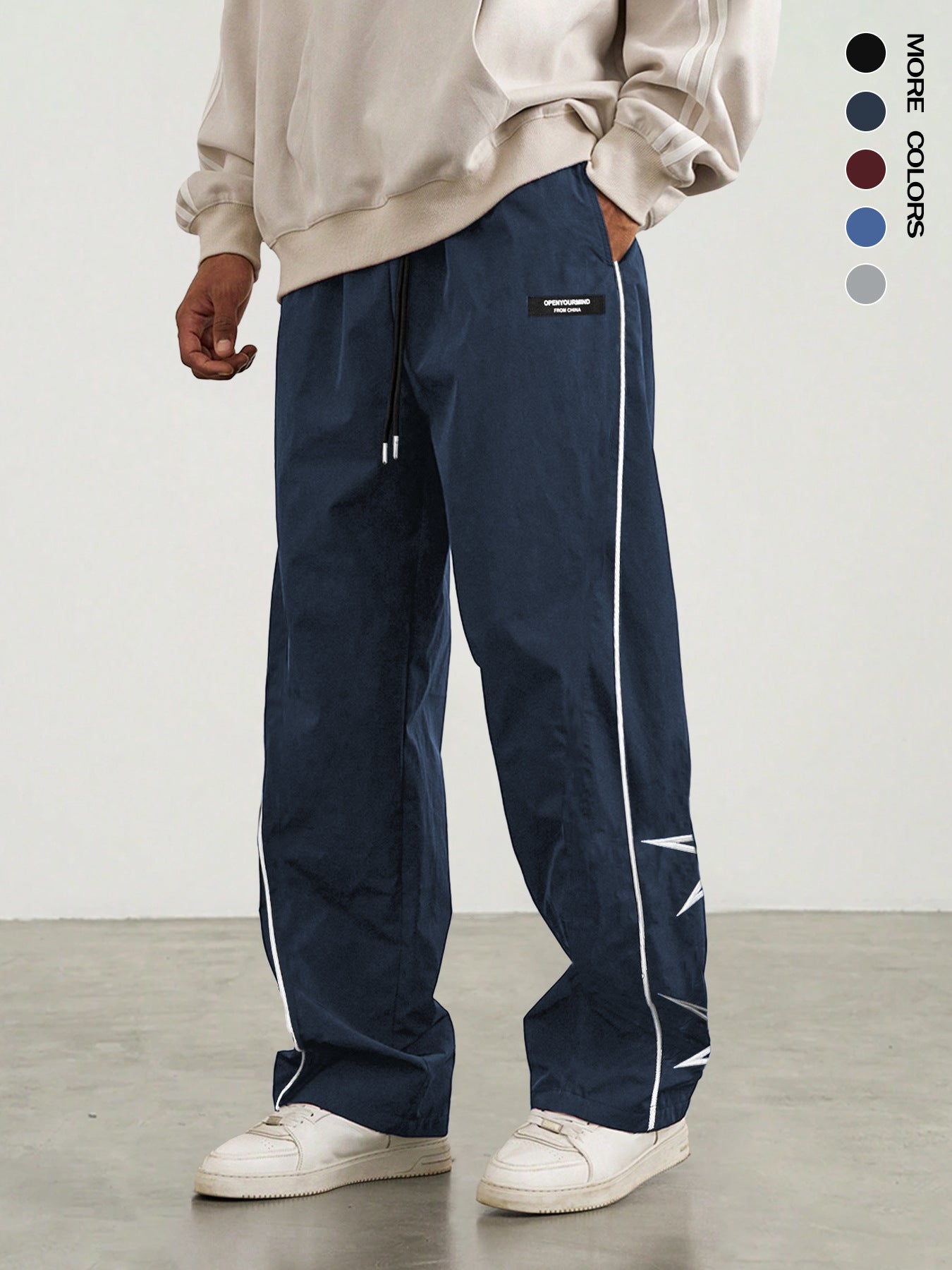 S-2XL American Style Retro Embroidered Straight Pants