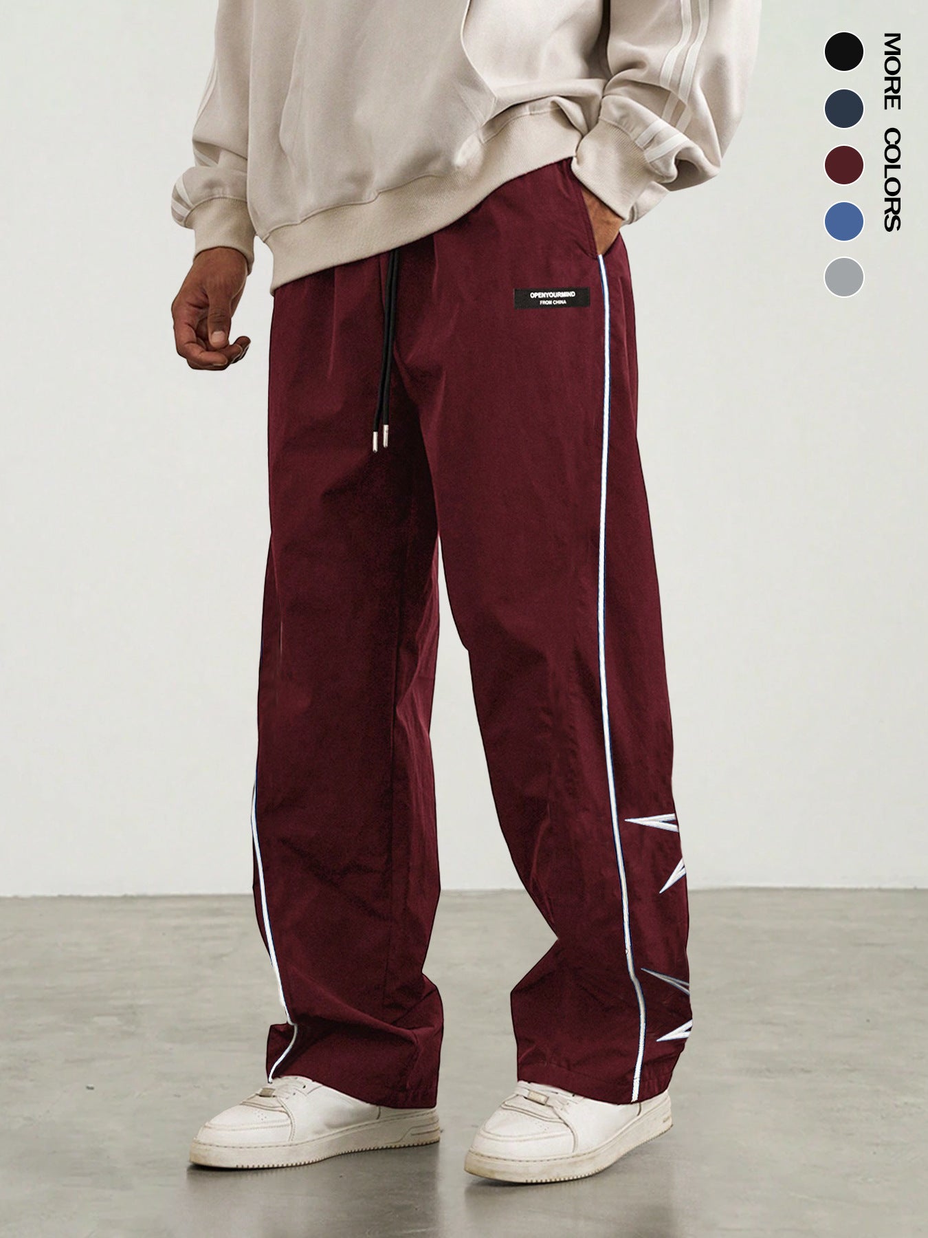 S-2XL American Style Retro Embroidered Straight Pants