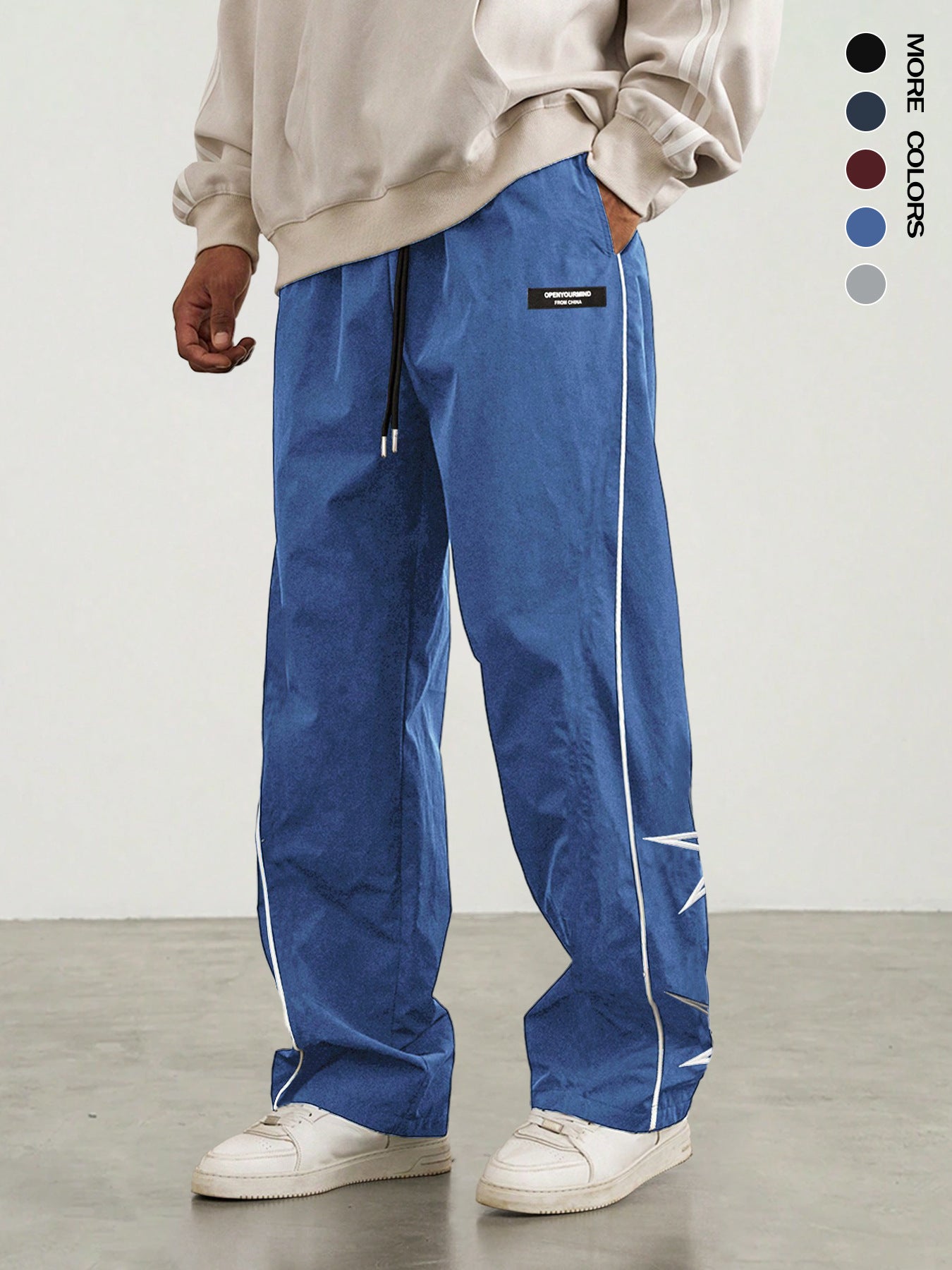 S-2XL American Style Retro Embroidered Straight Pants