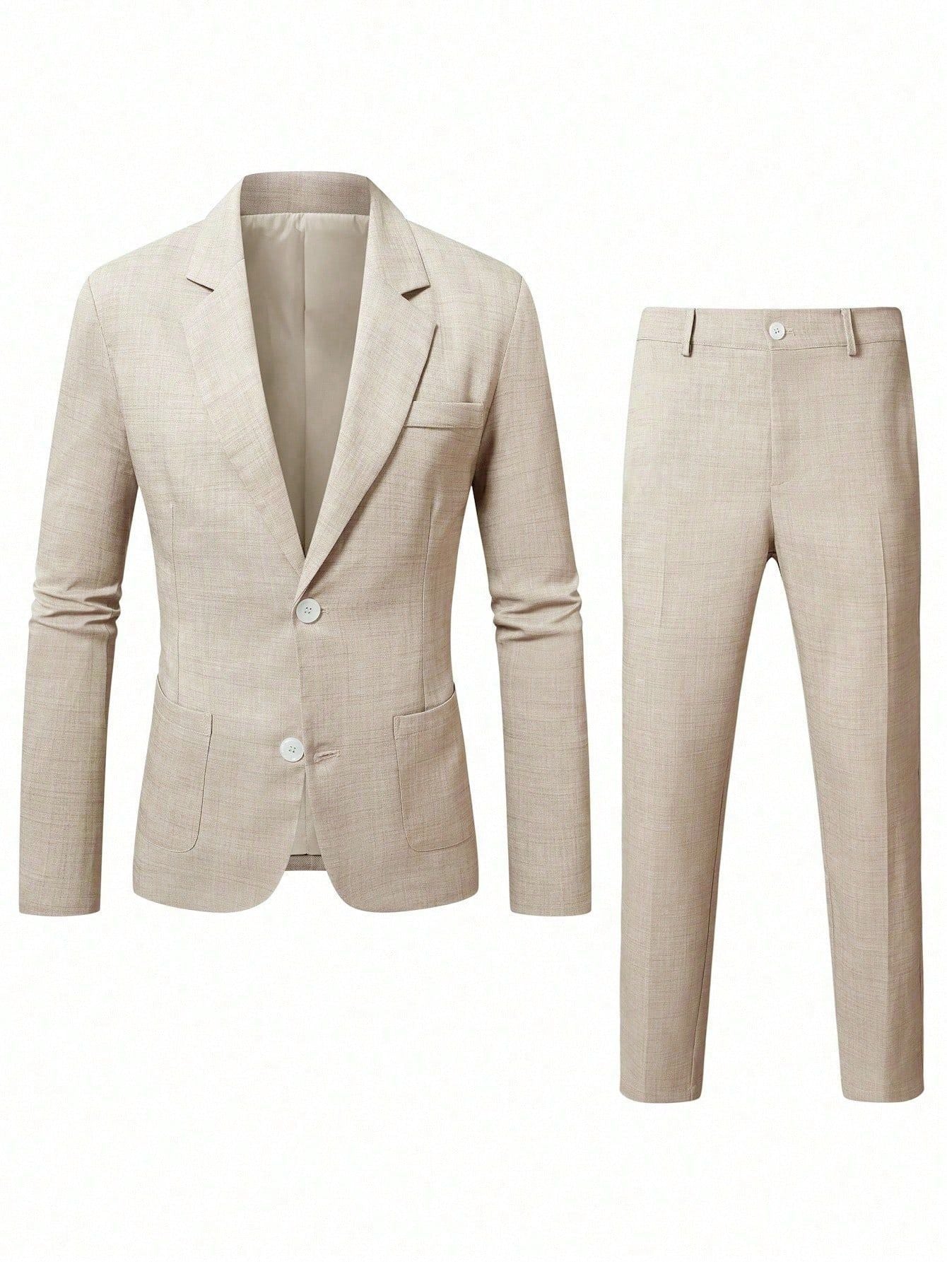 S-3XL Solid Color Suit Pants Set-Business Dinner Wedding