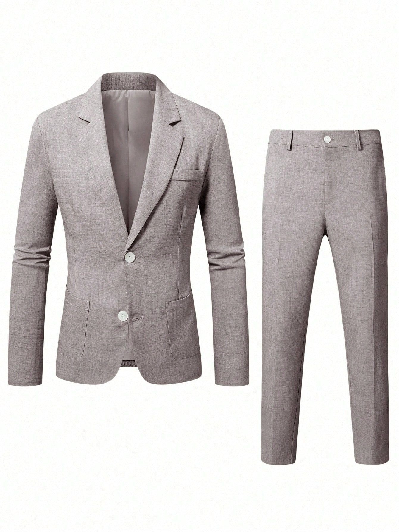 S-3XL Solid Color Suit Pants Set-Business Dinner Wedding