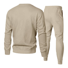 S-3XL Autumn And Winter Men's Crewneck Texture Jacquard Sweater Sports Casual Suit