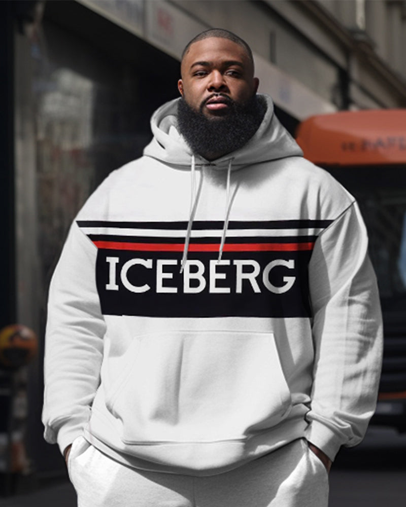 Big & Tall Men's Tracksuit Iceberg Print Hoodie Sweatpants 2-Piece Set