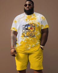 Street Casual Pad Dye Bear Print Large Men's Suit