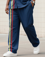 Big Boy Essential 2025Prussian Blue Striped Pocket Printed Short Sleeve Shirt Trousers Suit