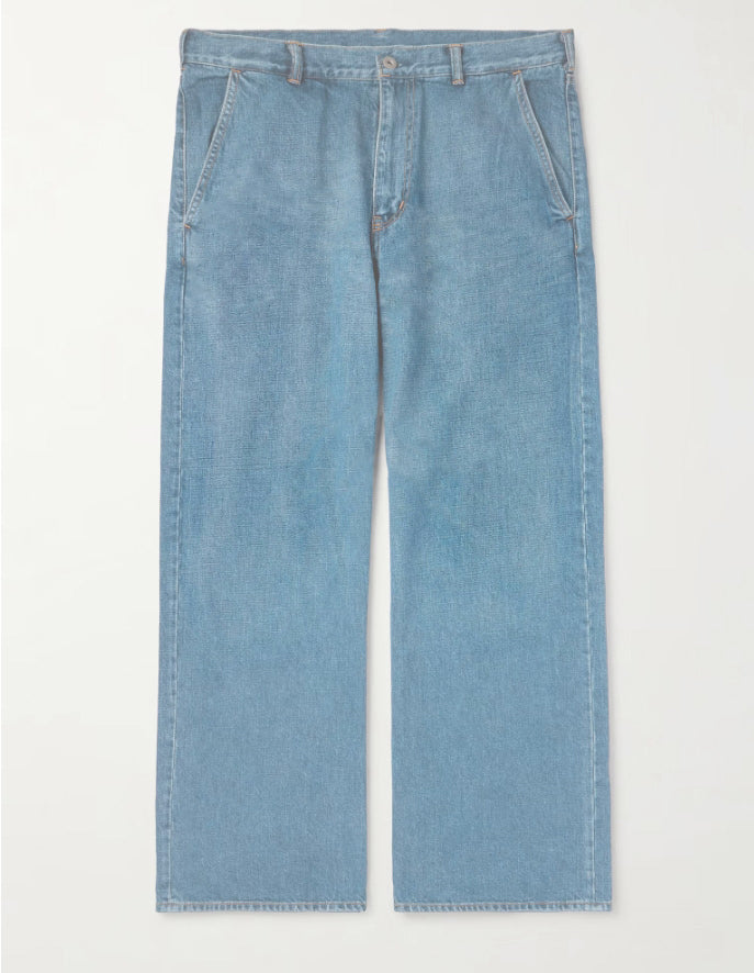 Big & Tall Men's Street Fashion Trend Personality Belief Small Graffiti Letter Printed Denim Trousers. Solid Front