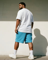 Big & Tall Men's Blue Good Thngs Take Time Letter Print Round Neck Short Sleeve T-Shirt Shorts Suit