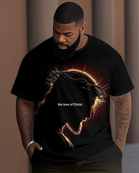 Men's Plus Size The Love of Christ Short Sleeve T-Shirt Shorts Suit