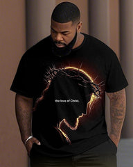 Men's Plus Size The Love of Christ Short Sleeve T-Shirt Shorts Suit