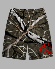 Big and Tall Men's Outdoor Abstract Tree Branch Printed Street Fashion Casual Shorts