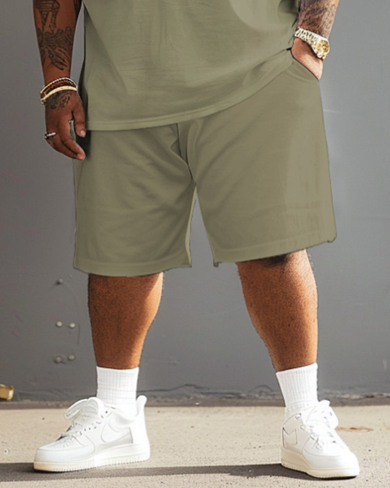 Street Casual Army Green Spelling Camouflage King Letter Print Large Men's Set