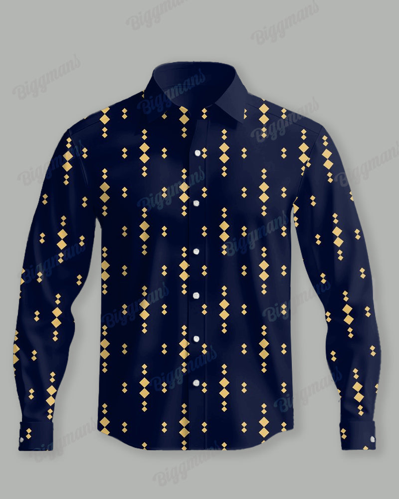Big Guys Casual Geometric Long Sleeve Shirt & Pants 2 Piece Set