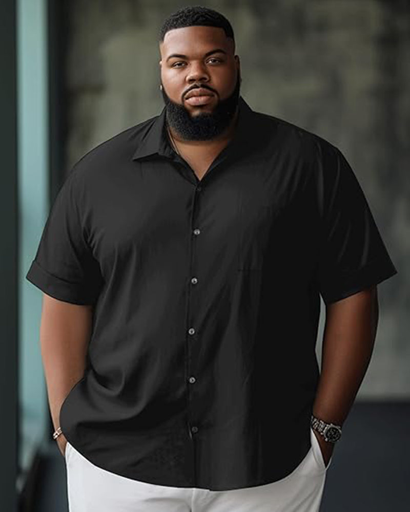 Big and Tall Men's Short Sleeve Button Summer Beach Work Shirt