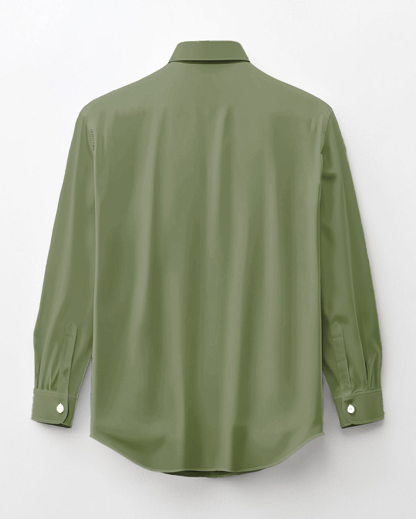 Solid Color Big Guys Long Sleeve Lapel Shirt and Pants Set