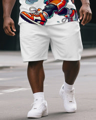 Big & Tall Men's Street Fashion Cool Gorillas in Tank Print Short-Sleeved T-shirt and Short Set