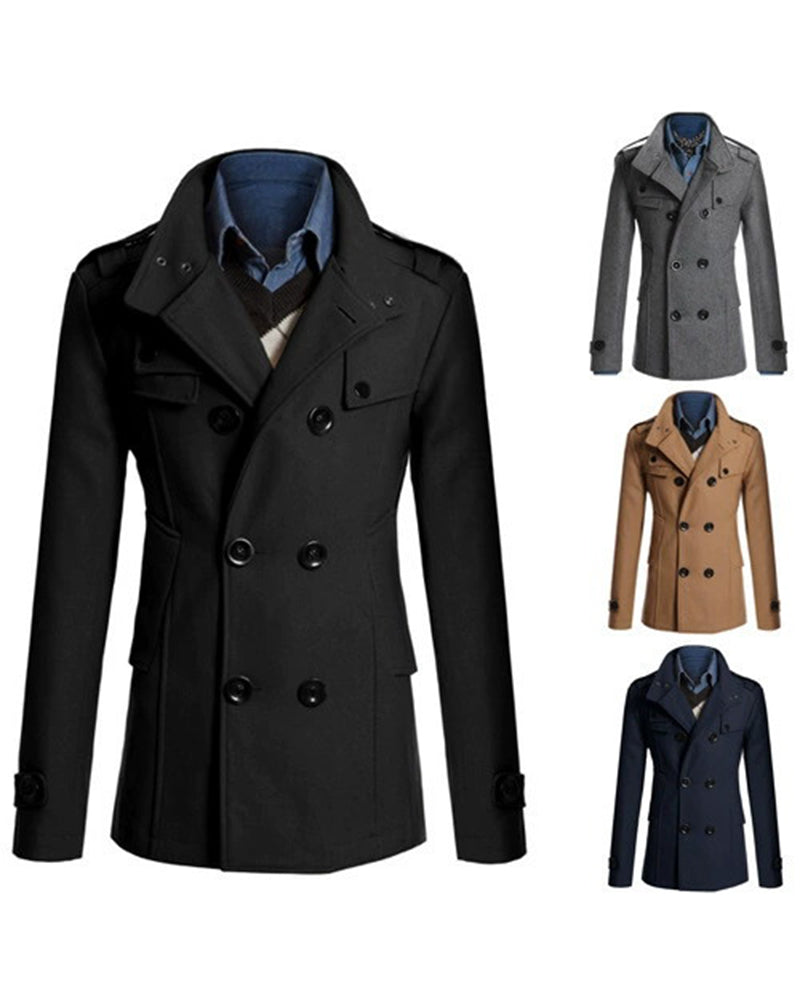 Big & Tall Men's Slim Fit Long Woolen Trench Coat M-4XL