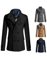 Big & Tall Men's Slim Fit Long Woolen Trench Coat M-4XL