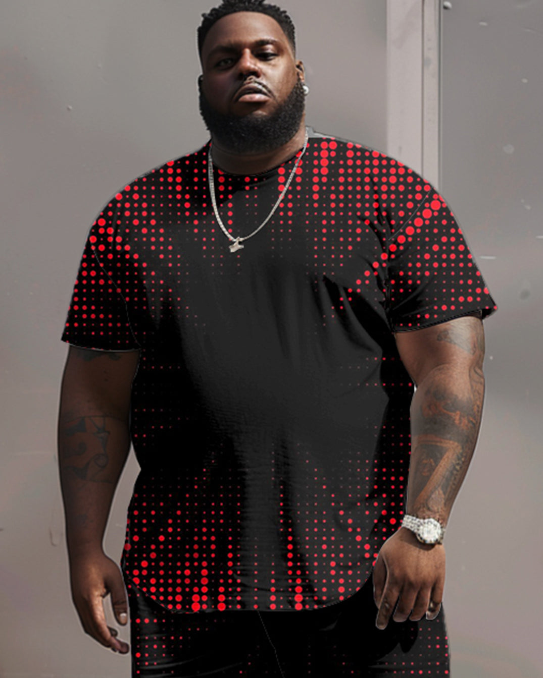 Street Hip Hop Geometric Linear Dot Print Large Men's Suit