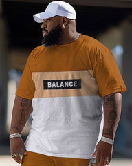 Men's Big and Tall Street Color Matching Casual Two-piece Set