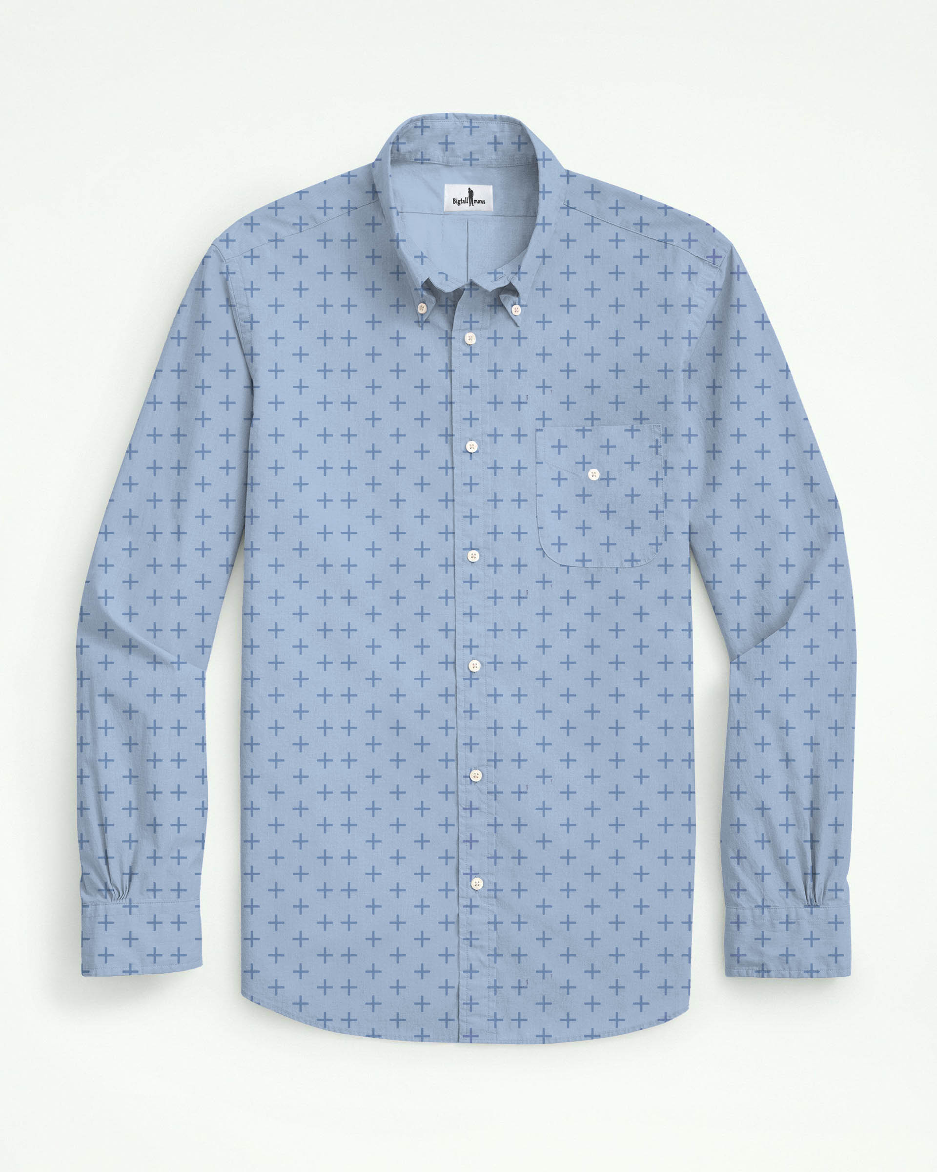 Business Three-dimensional Jacquard Fabric Sky Blue Men's Plus Size Shirt