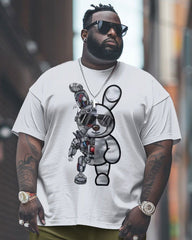 Big & Tall Guy's Casual Street Mechanical Bear Printed T-Shirt Trousers Set