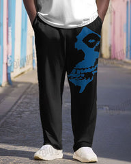 Men's Plus Size Street Fashion Rock Skull Alphabet Print T-Shirt Trousers Suit