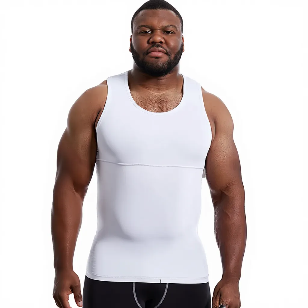 L-4XL Big & Tall Men's Abdominal And Chest Vest | Body Shaping Underwear Compression Vest |