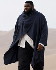 S-4XL Men's Cotton Linen Long Irregular Cape Long Sleeve Jacket