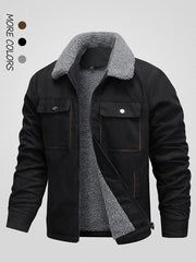 Men's Solid Pocket Zipper Fleece Jacket