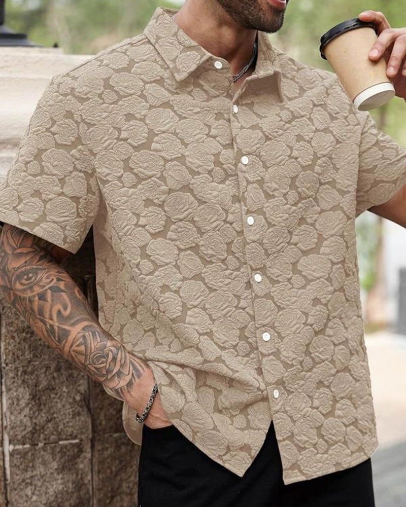 Big & Tall Men's Vintage Floral Print Short Sleeve Shirt