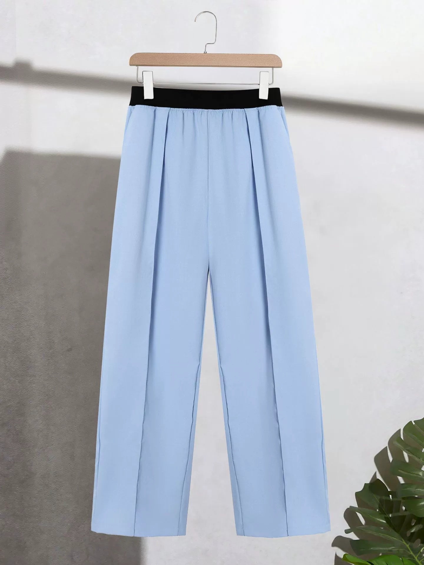 S-3XL Big & Tall Men's Simple Contrast Color Elastic Waist Casual Straight Trousers