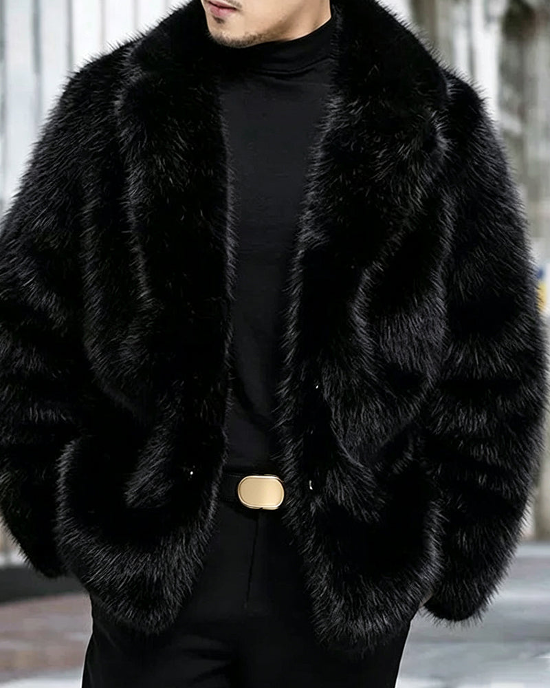 Big & Tall Men's Faux Fur Casual Padded Warm Coat M-6XL