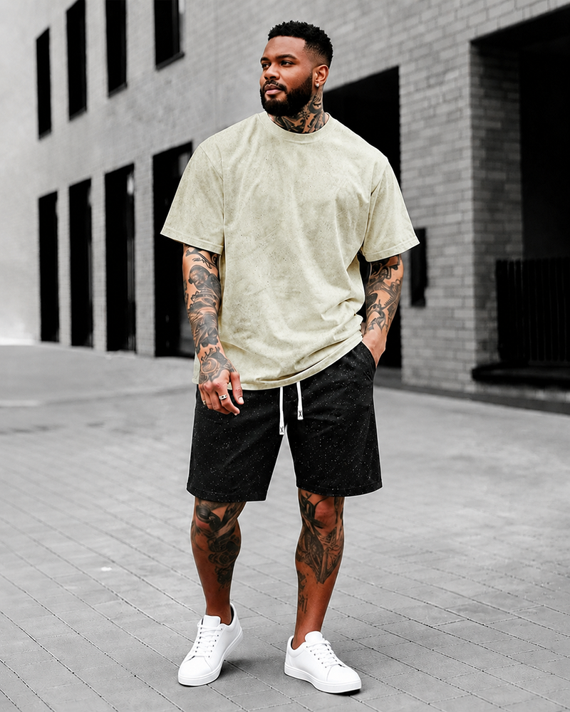 4XL-11XL Plus Size Men's Two-Piece Short-Sleeved Shorts