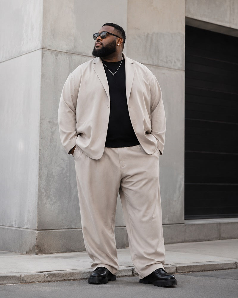 M-5XL Men's Casual Suit Jacket Wide Leg Pants Two-Piece Set-Excluding Inner T-Shirt